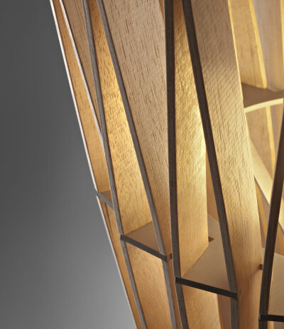 Fabbian Stick F23A01 Pendelleuchte Durchm. 33Cm zylindrischer Lampenschirm aus Holz mit E27 Fassung