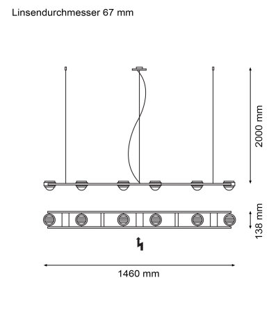 Licht im Raum Ocular 6 LED Linsen-Pendelleuchte 2700K direkt/indirekt strahlend mit Drehdimmer