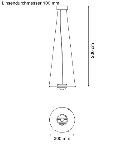 Licht im Raum Solo Big 100 LED-Pendelleuchte &Oslash; 300 mm direkt/indirektes Licht mit Glaslinse TRIAC dimmbar