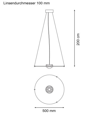 Licht im Raum Solo Super LED-Pendelleuchte &Oslash; 500 mm direkt/indirektes Licht mit Glaslinse TRIAC dimmbar