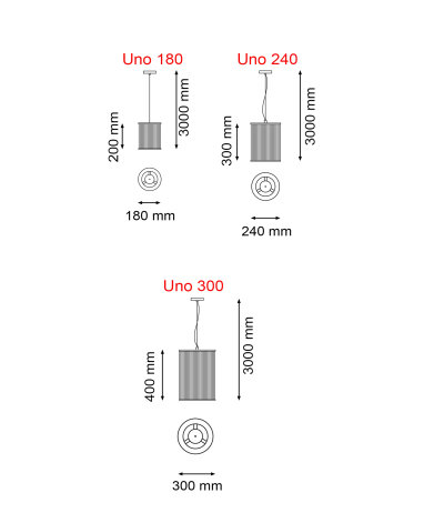 Licht im Raum Stilio Uno 180/240/300 Pendelleuchte Glaschirm mit Metallstruktur E27 Fassung