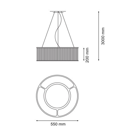 Licht im Raum Stilio Uno 550 LED-Pendelleuchte 2700K Glaschirm mit Metallstruktur und Drehdimmer