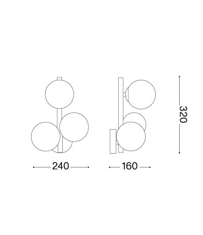 Ideal Lux PERLAGE AP3 messingfarbige Wandleuchte Gl&auml;ser bernsteinfarbig G9 Fassungen