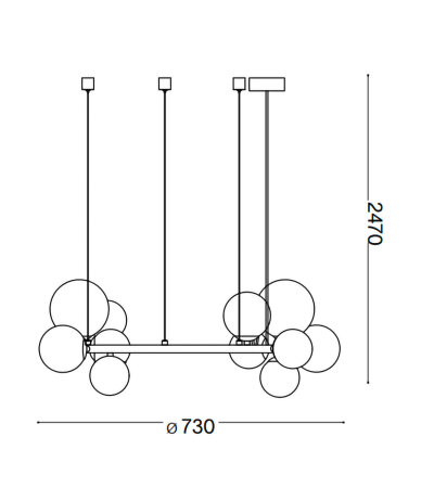 Ideal Lux PERLAGE SP11 Pendelleuchte mit kugelf&ouml;rmigen Diffusorgl&auml;sern Struktur Bernstein