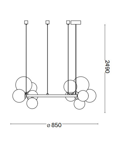 Ideal Lux PERLAGE SP14 runde messingfarbe Pendelleuchte 14 Gl&auml;ser bernsteinfarbig G9 Fassungen