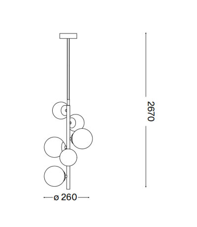 Ideal Lux PERLAGE SP6 vertikale Pendelleuchte messingfarbig Gl&auml;ser bernsteinfarbig mit G9 Fassungen