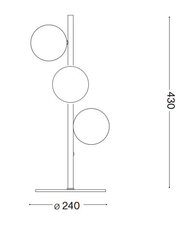 Ideal Lux PERLAGE TL3 Tischleuchte messing bernsteinfarbige Gl&auml;ser G9 Fassungen Ein/Aus-Schnurschalter