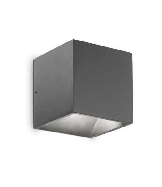 Ideal Lux RUBIK AP anthrazitfarbige kubische Outdoor Wandleuchte 3000K nicht dimmbar