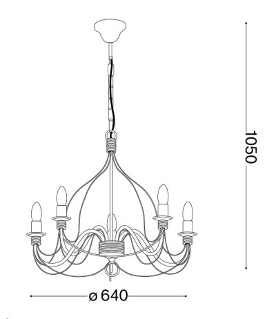 Ideal Lux CORTE SP5 wei&szlig;er Kronleuchter &Oslash;64cm Landhausstil 5x E14 Fassung