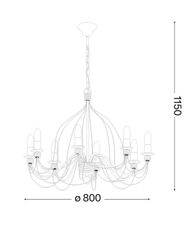 Ideal Lux CORTE SP8 weißer Kronleuchter Ø80cm Landhausstil 8x E14 Fassung