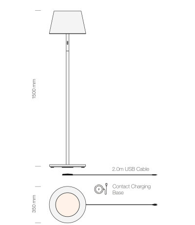 Loom Design Modi Floor wei&szlig;e Akku-Stehleuchte Wei&szlig;es+Farbiges Licht mit Sensordimmer