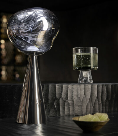 Tom Dixon Melt Portable silberne Akku LED-Tischleuchte