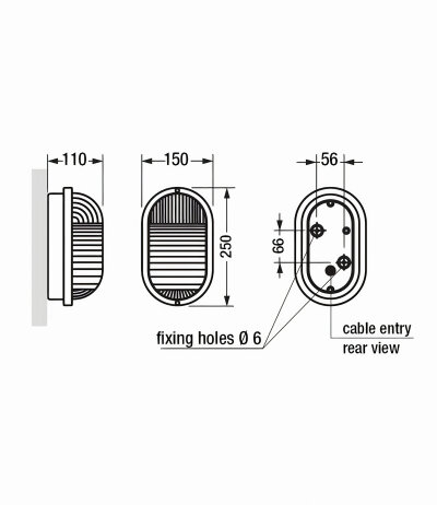 Castaldi Tortuga D03/E27 graue Wand-/Deckenleuchte mit E27 Fassung Designklassiker