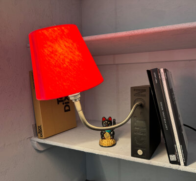 Top Light Light On Silk Regalleuche Schirm Rot Body Granit Optik(Schwarz) E14 Fassung mit Dimmer