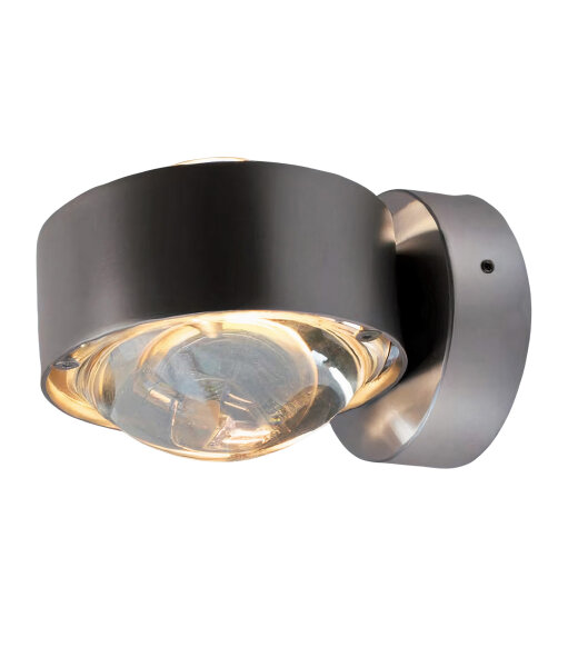 Top Light Puk Mini Wall Outdoor LED-Wandleuchte Struktur Chrommatt (Grau) Kopf &Oslash; 80 mm Linse/Linse