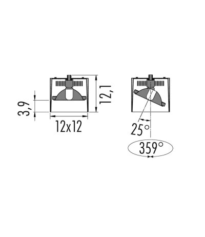 Oty Light Bic 12 quadratische rahmenlose LED-Einbauleuchte dreh-/schwenkbares Leuchtmittel