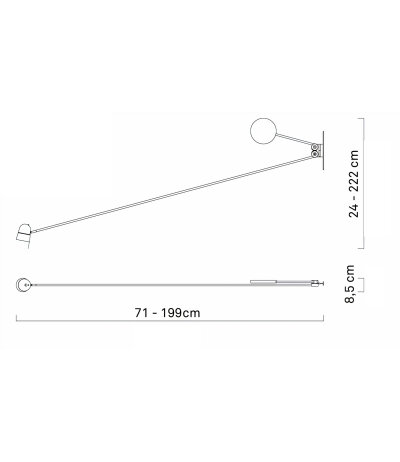 Luceplan Counterbalance D73N verstellbare LED-Wandleuchte Enwurf Daniel Rybakken LED 16W 2700K mit Stufendimmer