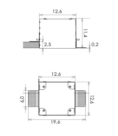 Oty Light Bic 12 Einbaugeh&auml;use f&uuml;r Deckenst&auml;rken 0,2 - 2,5 cm