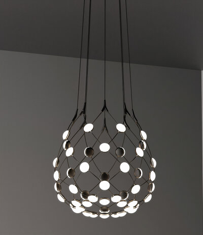 Luceplan Mesh D86C55 schwarze LED-Pendelleuchte &Oslash; 55 cm Kabel&auml;nge 100/500 cm Entwurf Francisco Gomez Paz