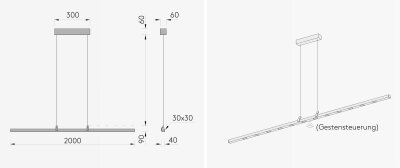 Byok Lighting Squadra Mono lineare elegante LED-Pendelleuchte mit Gestensteuerung und Dim-To-Warm-Technologie 2100K-2700K Entwurf Kai Byok