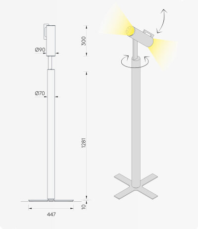 Byok Lighting Barrone LED-Stehleuchte Leseleuchte Deckenfluter direkt/indirektes Licht mit Ber&uuml;hrungsdimmer 2700K