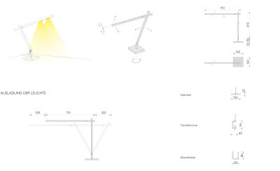 Byok Lighting Squadrina moderne gelenkige LED-Tischleuchte aus quadratischem Aluminiumprofil