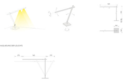 Byok Lighting Squadrina Pico kleine moderne LED-Tischleuchte aus quadratischen Aluminiumprofilen