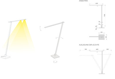 Byok Lighting Nastrone Leseleuchte dreh-/schwenkbare mit Dim2Warm (2100-2700K) oder 2-Stufen-Schalter (2700K)