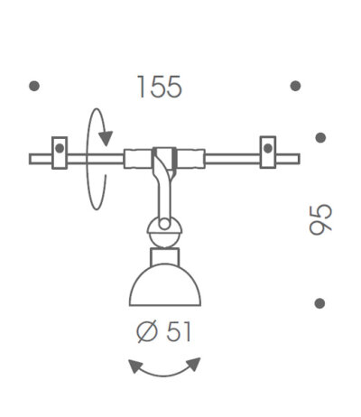 Oligo Yps Strahler chrommatt für Light-Line und Flight-Line Seilsysteme