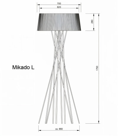 Byok Lighting Mikado volumin&ouml;se LED-Stehleuchte mit Textilschirm und Gestensteuerung 2100K-2700K (Dim2Warm) direkt/indirektes Licht getrennt schalt-/dimmbar