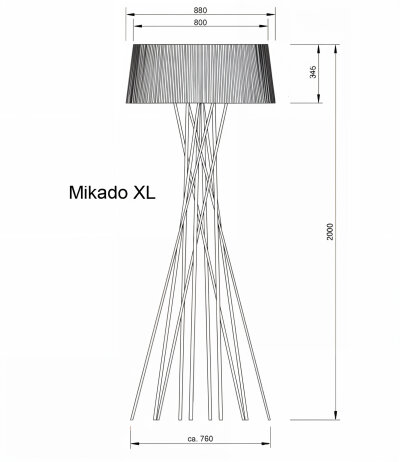 Byok Lighting Mikado volumin&ouml;se LED-Stehleuchte mit Textilschirm und Gestensteuerung 2100K-2700K (Dim2Warm) direkt/indirektes Licht getrennt schalt-/dimmbar