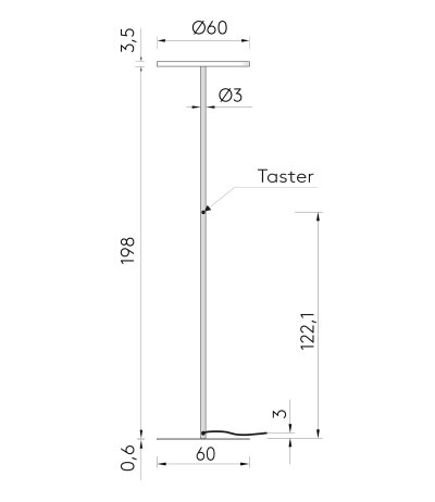 Byok Lighting Rotonda runde LED-Arbeitsplatzleuchte in diversen Strukturfarben und Lichtfarben mit Taster und Sensorik