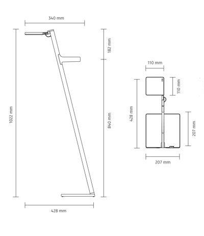 Nimbus Lighting Roxxane Leggera 101 CL mobile LED-Stehleuchte mit Tragegriff und Lithium-Ionen-Akku