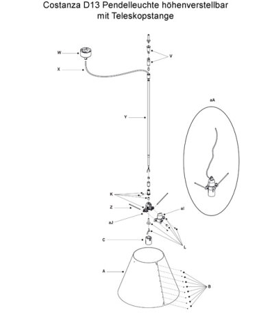 Luceplan Costanza D13 Ersatzteile Pos. C: E27 Lampenfassung