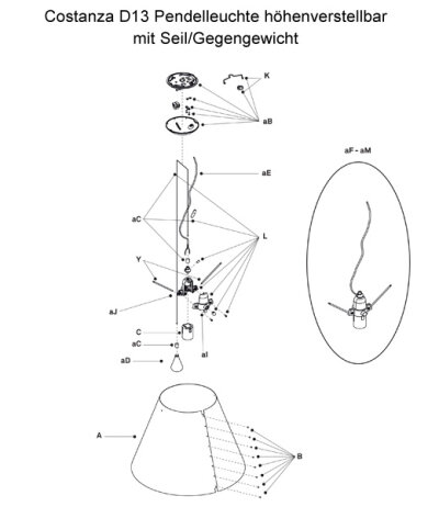 Luceplan Costanza D13 Ersatzteile Pos. C: E27 Lampenfassung