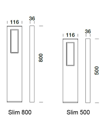 Platek Slim LED-Pollerleuchten f&uuml;r Zuwege und Gr&uuml;nfl&auml;chen H&ouml;he 800 mm LED 3000K (warmwei&szlig;) 1-Lichtfenster Grau