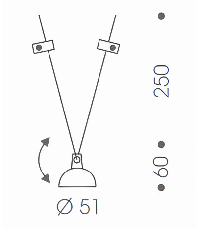 Oligo Delta 250 mm Strahler Chrommatt für 12 V Seilsysteme Light-Line und Flight-Line