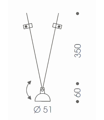 Oligo Delta 350 mm Strahler Chrommatt für 12 V Seilsysteme Light-Line und Flight-Line