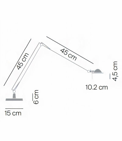 Luceplan Berenice D12N Arme 45+45 cm Tischleuchte dreh-/schwenkbar mit Ein/Aus-Schalter max. 10W LED