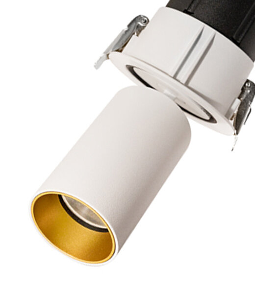 Neko Lighting Kenzo runde LED-Deckeneinbauleuchte mit dreh-/schwenk- und versenkbarem Leuchtenkopf LED 3000K CRI90 Einbautiefe 62mm f&uuml;r Deckenst&auml;rken 1-25mm Leuchtenkopf &Oslash;30mm (Version K1X30) / Optik 15&deg; inkl. DALI dimmbarem Betriebsger&auml;t Reflektor Wei&szlig;