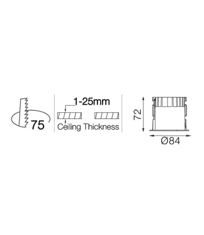 Neko Lighting Takeo T75 nicht verstellbare lichtstarke LED-Einbauleuchte mit hohem Sehkomfort 11W 3000K CRI90 f&uuml;r Deckenst&auml;rken 1-25mm Optik 50&deg; inkl. TRIAC dimmbarem Betriebsger&auml;t Rahmen Wei&szlig; / Reflektor Wei&szlig;