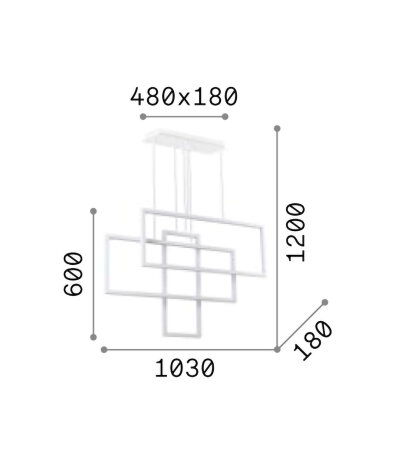 Ideal Lux FRAME SP Rettangolo LED-Pendelleuchte Struktur Weiß 3000K