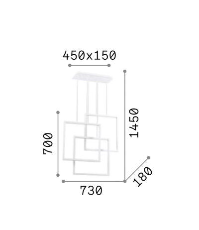 Ideal Lux FRAME SP Qadrato LED-Pendelleuchte Struktur Wei&szlig; 3000K