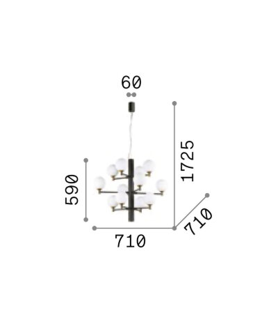 Ideal Lux COPERNICO SP12 Pendelleuchte mit G9 Fassungen Struktur Schwarz edles Design