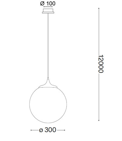 Ideal Lux BOA SP1 Glas-Pendelleuchte schwarzesTextilkabel 12m mit Umlenkern und  E27 Fassung