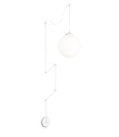 Ideal Lux BOA SP1 Glas-Pendelleuchte weißes Textilkabel 12m mit Umlenkern und  E27 Fassung