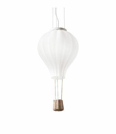 Ideal Lux DREAM BIG SP1 D30 Pendelleuchte mit E27 Fasssung Struktur Weiß Form eines Heißluftballons