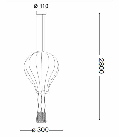 Ideal Lux DREAM BIG SP1 D30 Pendelleuchte mit E27 Fasssung Struktur Wei&szlig; Form eines Hei&szlig;luftballons
