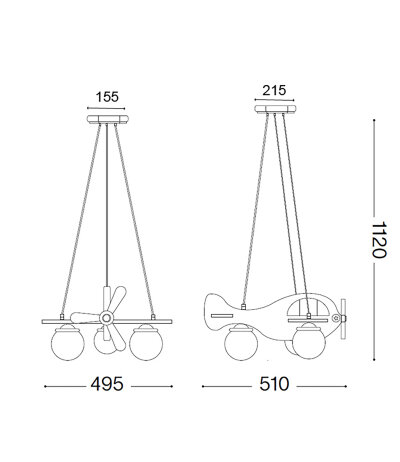 Ideal Lux AVION SP3 Pendelleuchte mit E14 Fassungen Struktur Blau Flugzeug&auml;hnliche Form