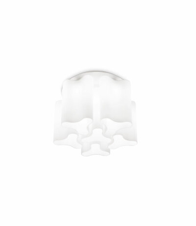 Ideal Lux COMPO PL6 weiße Glas-Deckenleuchte mit E27 Fassungen Metallstruktur Weiß